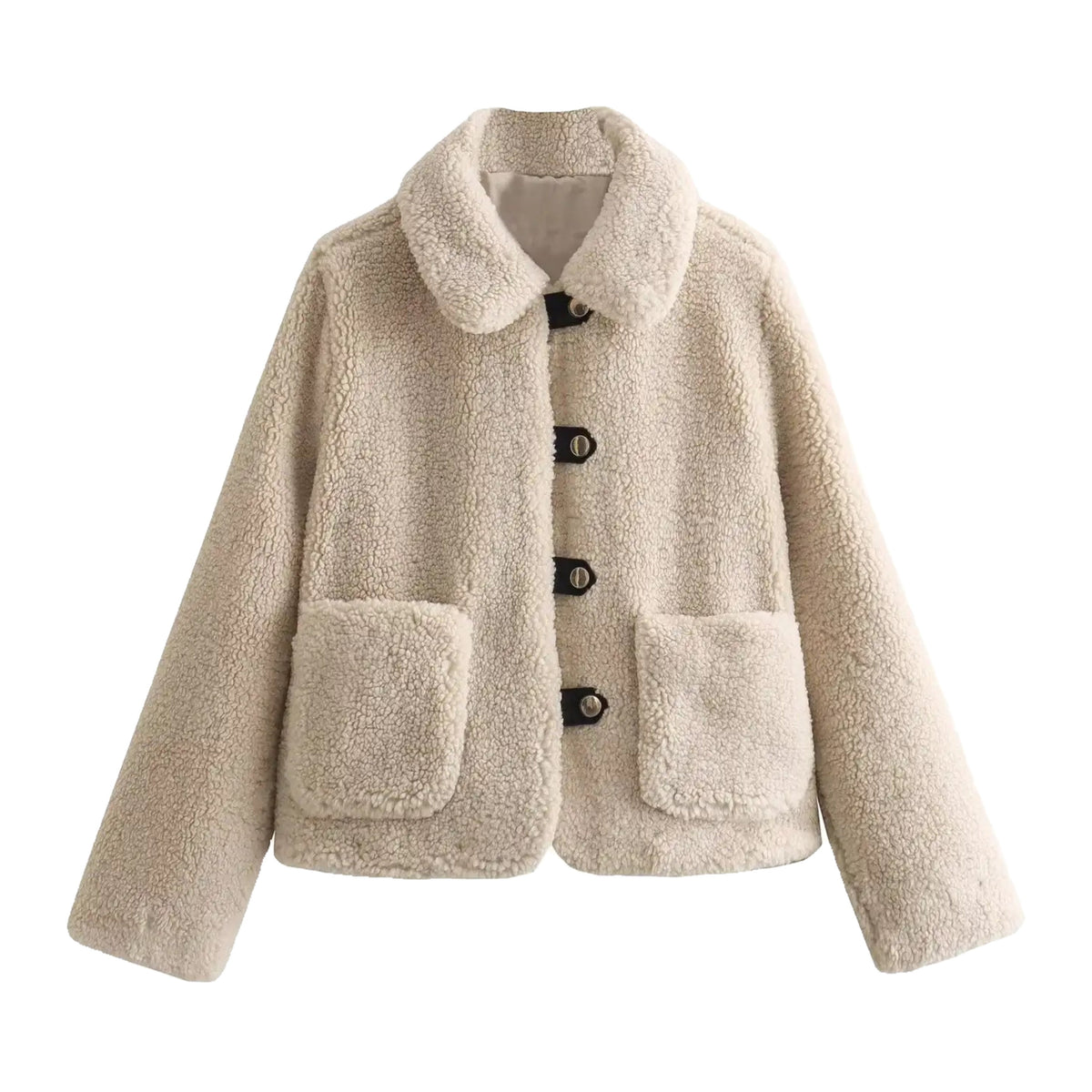 Khaki Faux Fur Teddy Sherpa Bomber Jacket