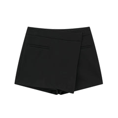 Black Asymmetric Mini Pencil Skort
