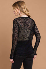Captivating Edge Round Neck Mesh Perspective Top
