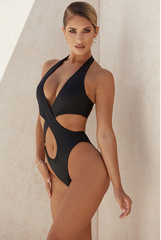 black Hollow cross one-piece swimsuit
