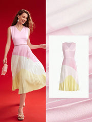 Chic Color Block Pleated Hem Dress for Trendsetting Women