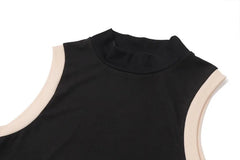 Chic Mock Neck Sleeveless Pleated Mini Dress