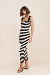 Chic Striped Ankle-Length Dress
