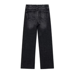 Dark Gray Light Wash Low Rise Denim Jeans