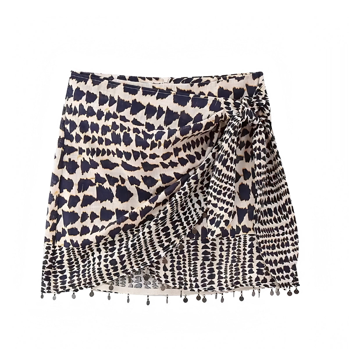 Málaga Animal Print Multi-Color Low Rise Bohemian Mini Skirt
