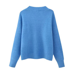 Lake Blue Knit V-Neck Pull Over Sweater