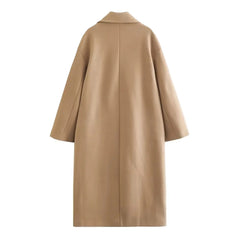 Khaki Woolen Oversized Trench Coat