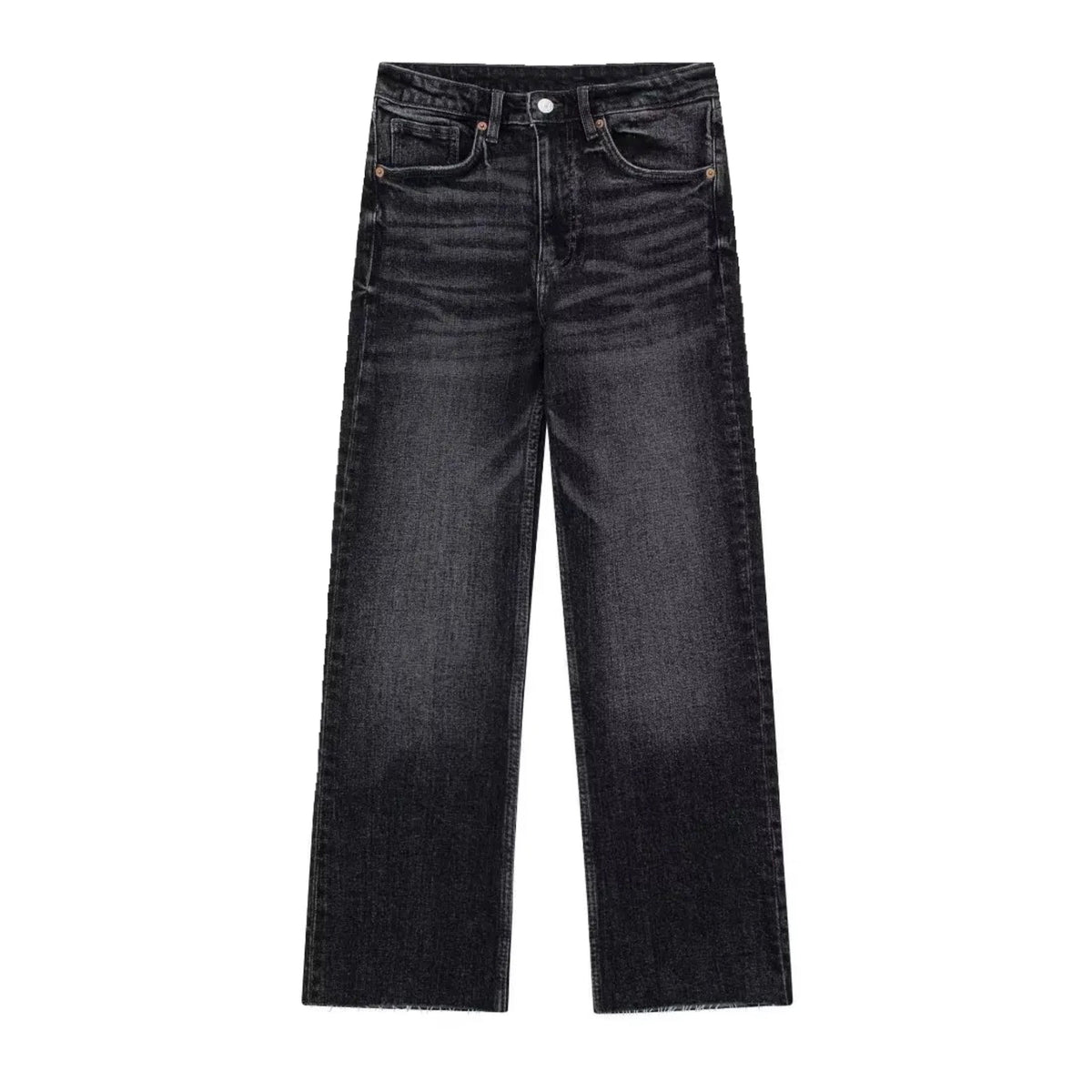Dark Gray Light Wash Low Rise Denim Jeans