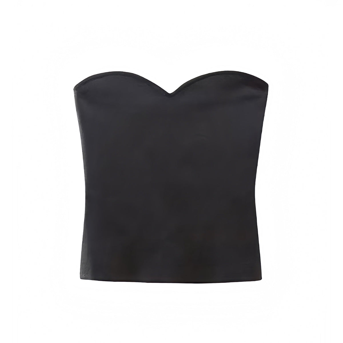 Black Satin Strapless Bodycon Tank Top