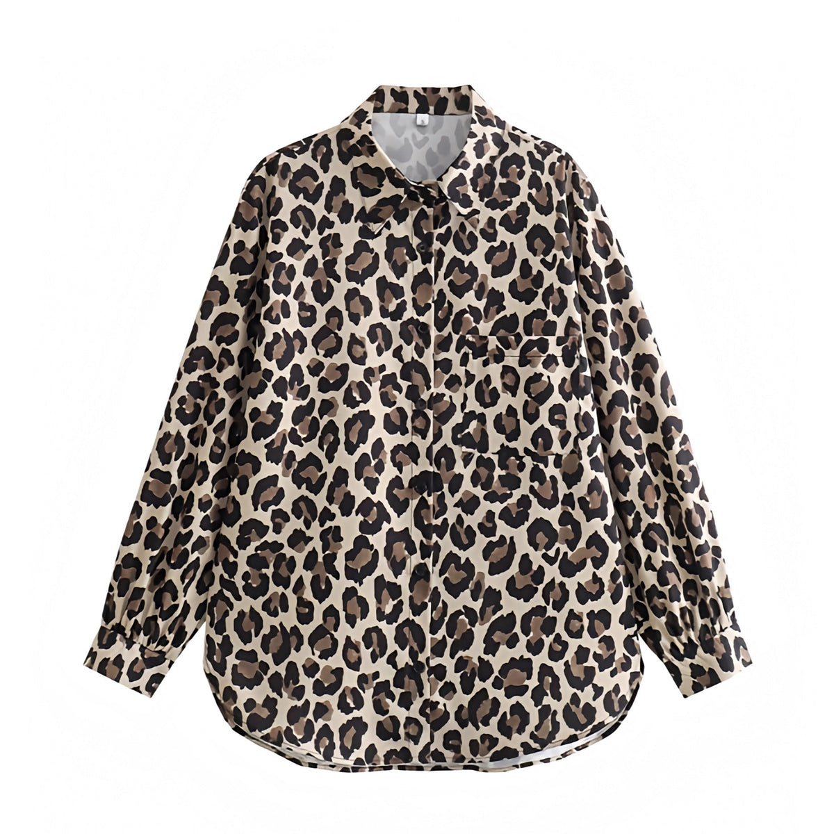 Leopard Print Button Down Long Sleeve Linen Shirt