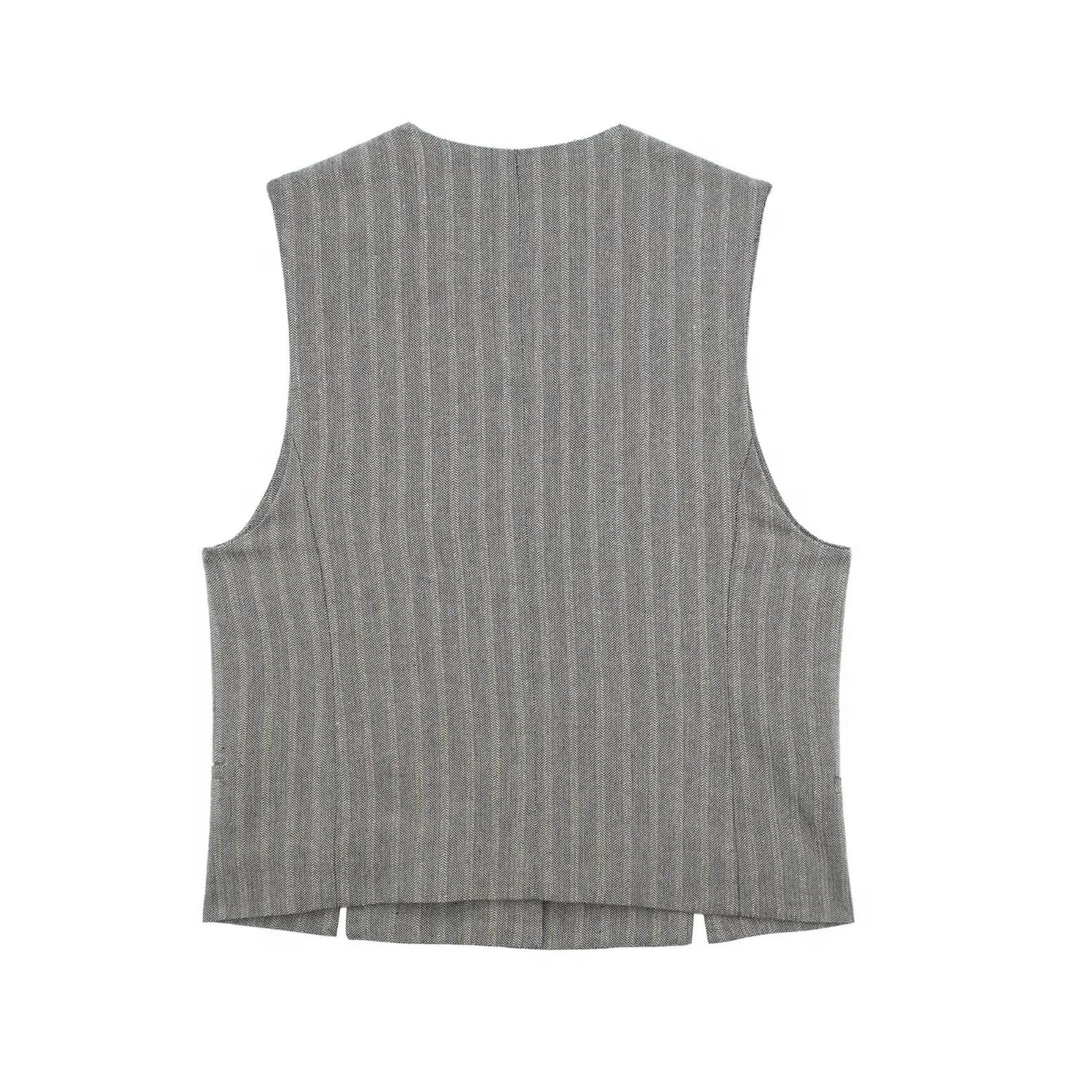 Light Gray Pinstripe Button Up Vest