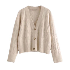 Light Beige Knitted Cardigan Sweater