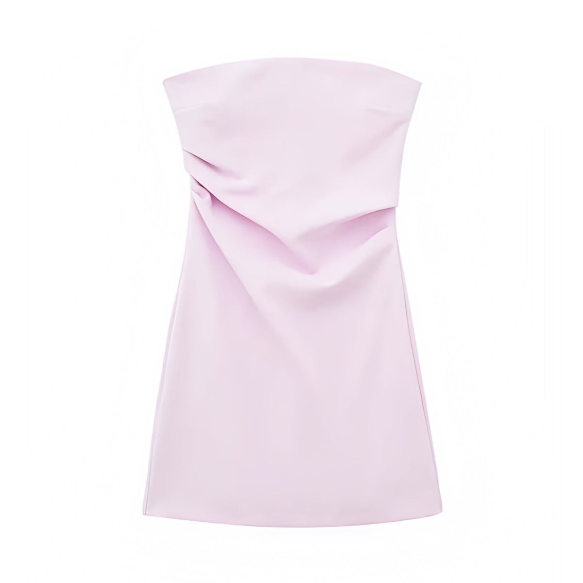 Light Pink Bodycon Ruched Strapless Mini Dress