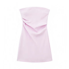 Light Pink Bodycon Ruched Strapless Mini Dress