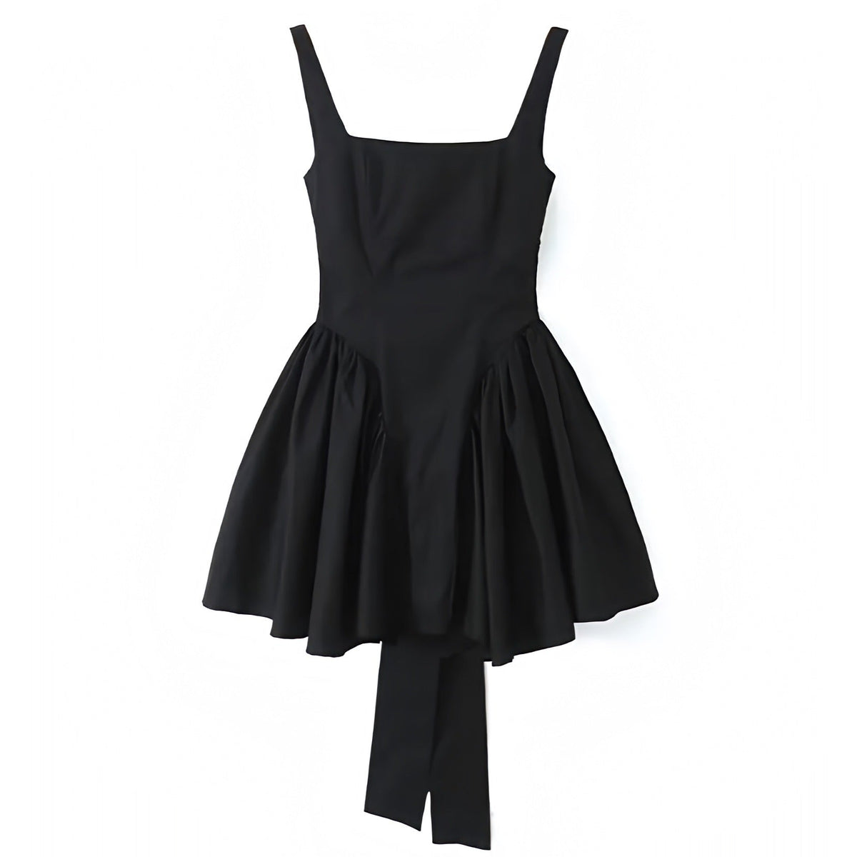 Black Bow Corset Backless Drop Waist Spaghetti Strap Mini Dress