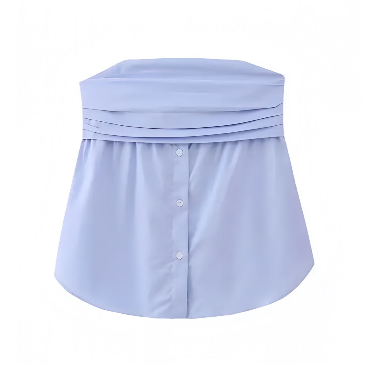 Light Blue Linen Button Down Strapless Tube Top