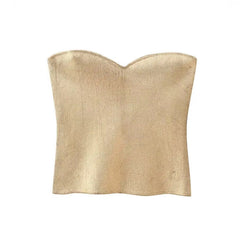 Gold Satin Shimmer Strapless Bodycon Tank Top