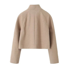Khaki Woolen Overcoat Blazer Jacket