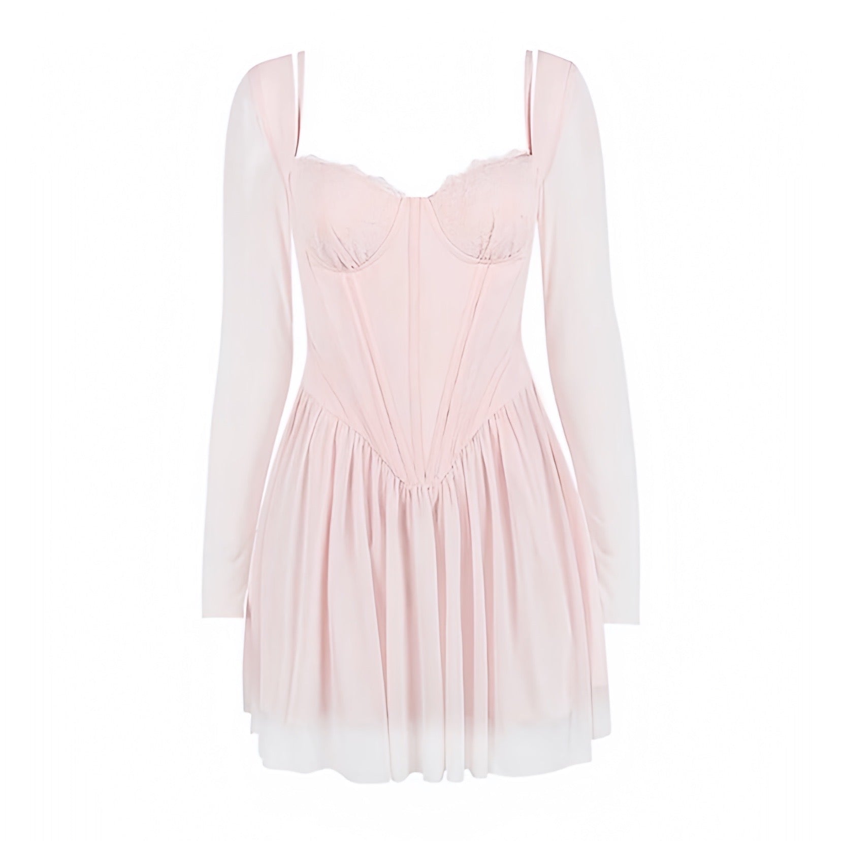 Light Pink Corset Bustier Long Sleeve Mini Dress – Toadds
