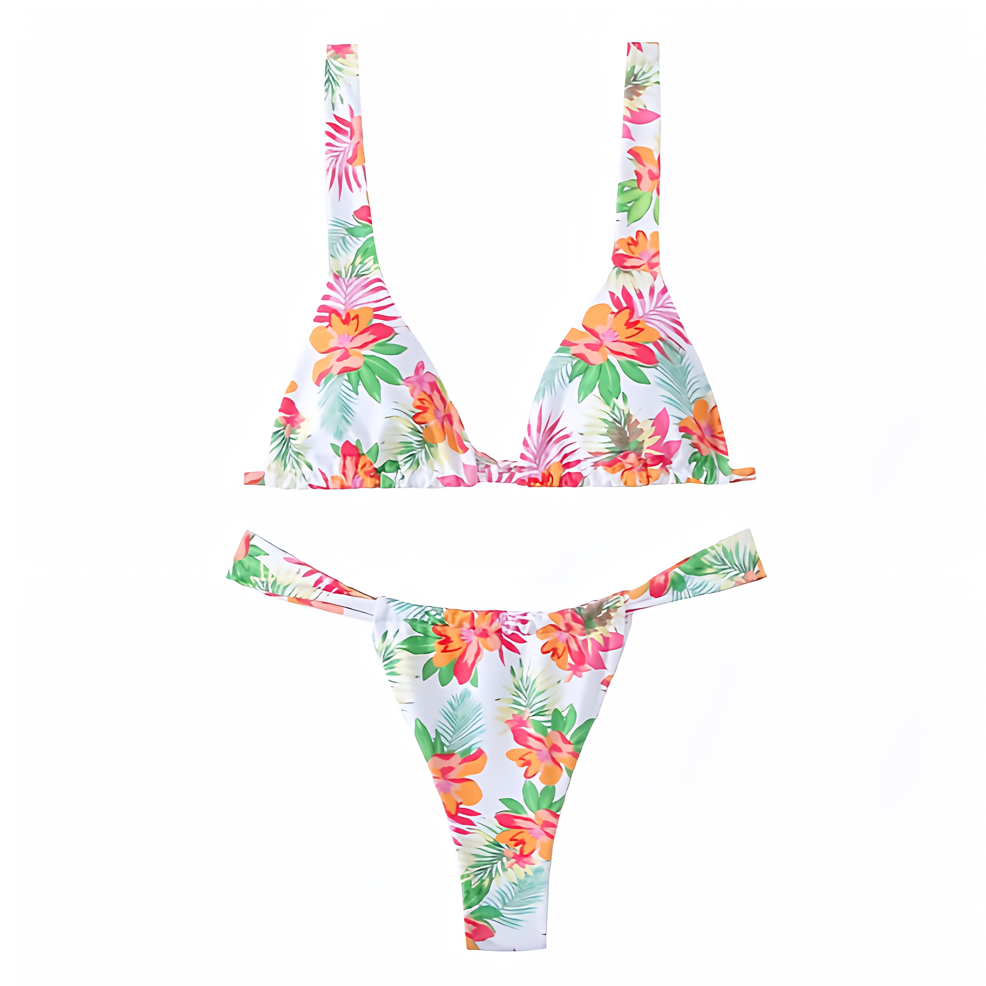 Kahului Hot Pink Tropical Floral Print Triangle Bikini Set main image 1