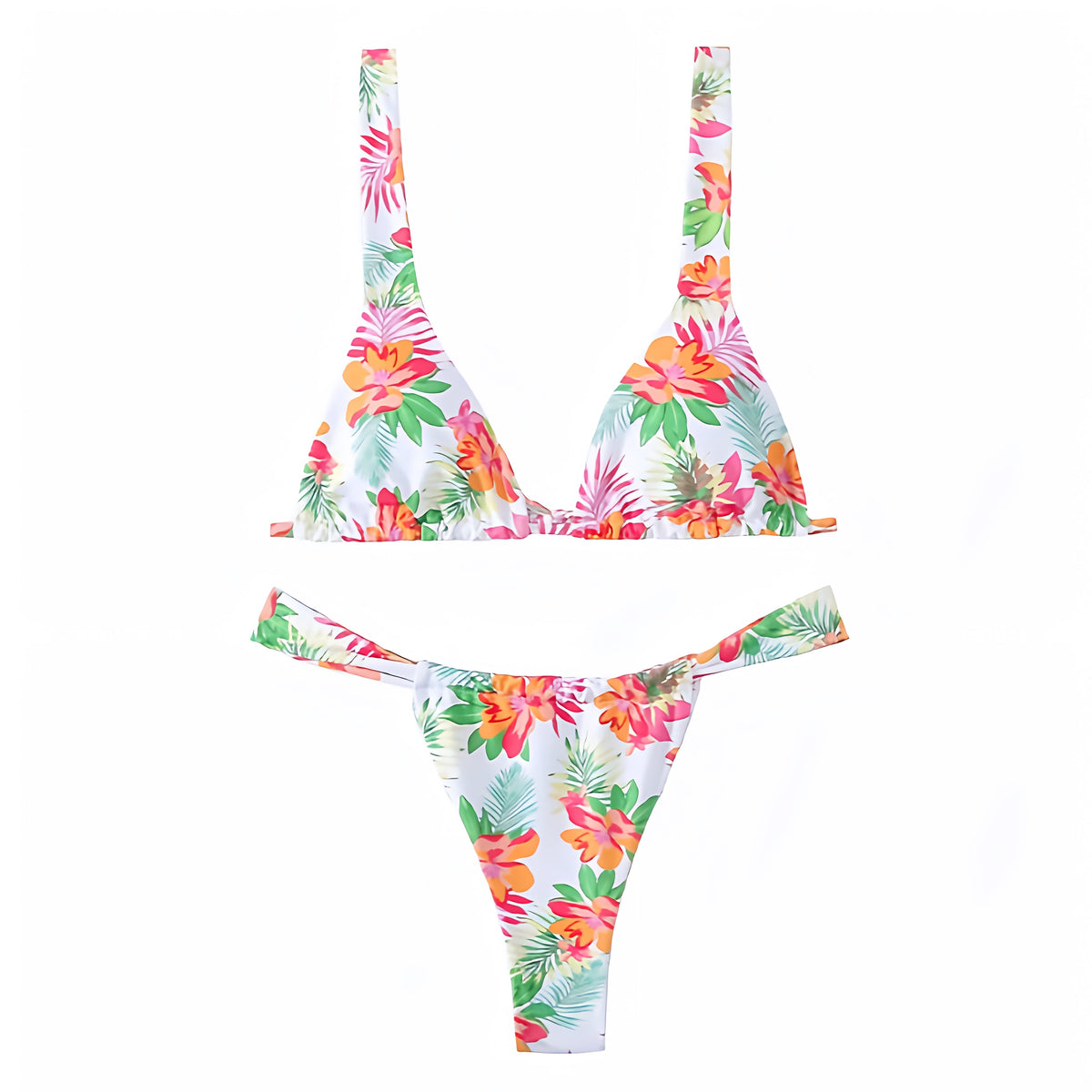 Wailuku Multi-Color Tropical Floral Print Triangle Bikini Set