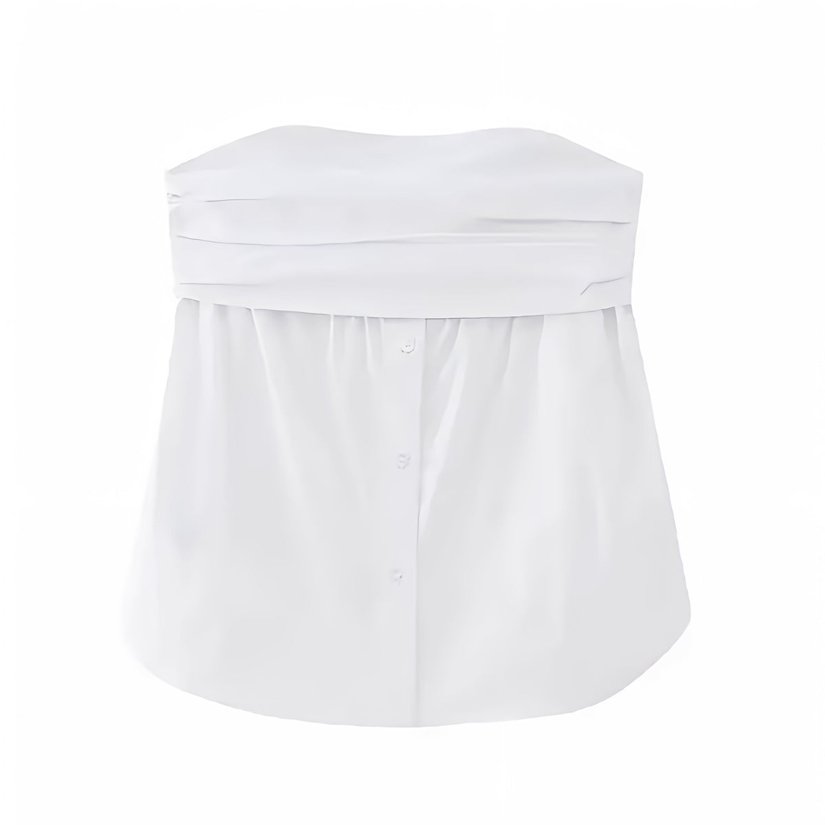 White Linen Button Down Strapless Tube Top
