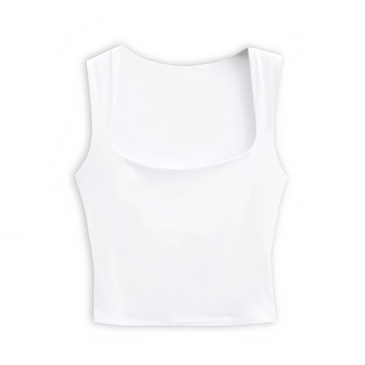 White Slim Fit Square Neck Sleeveless Crop Camisole Tank Top