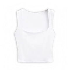 White Slim Fit Square Neck Sleeveless Crop Camisole Tank Top