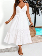 Flirty Plus Size Burnout Ruffle Trim Cami Dress for Your Spring/Summer Getaway