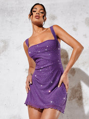 Glimmering Goddess: Sequin Lettuce Trim Cami Dress