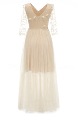 Gorgeous Long Champagne Prom Dress