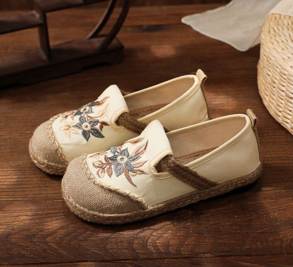 Embroidered Flat Espadrilles