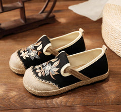 Embroidered Flat Espadrilles
