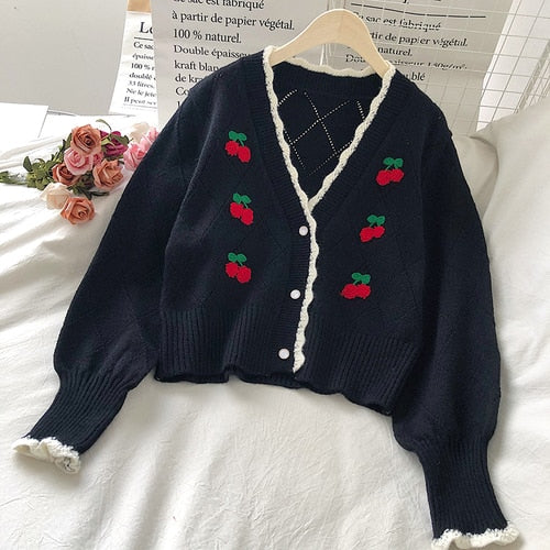 Cherry Embroidered Sweater
