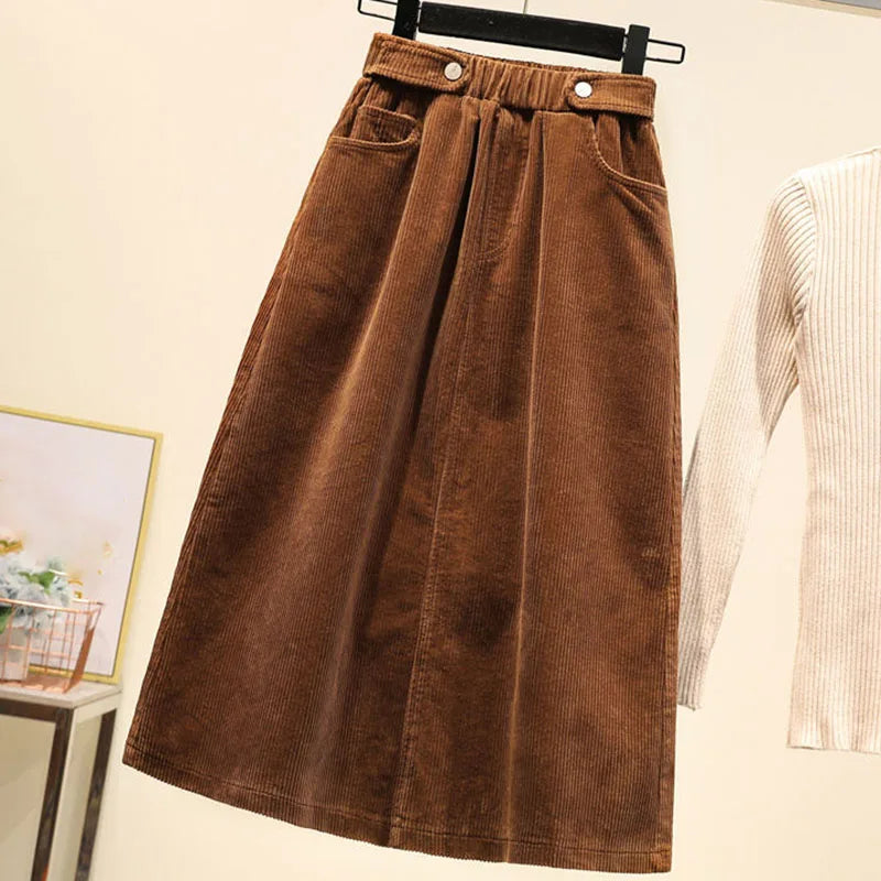 Corduroy A-line Long Skirt