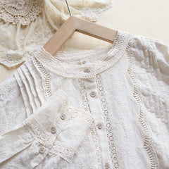 Flowers Embroidery Lace Shirt