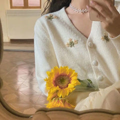 Floral Embroidered Knitted Cardigan
