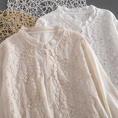 Lace Embroidery Long Sleeve Blouse
