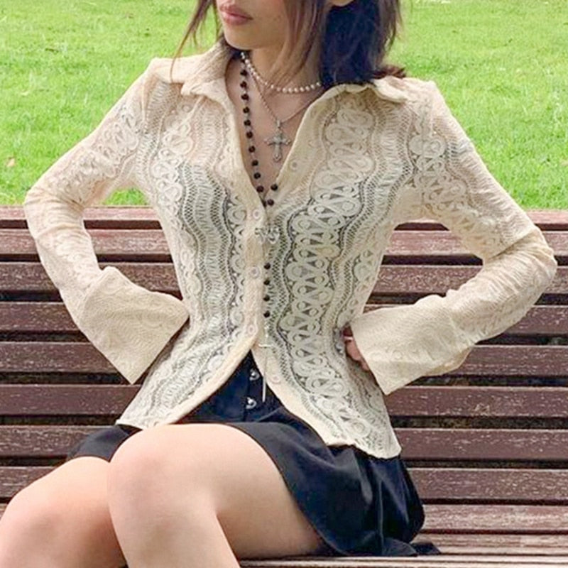 Fairy Grunge White Lace T-shirt