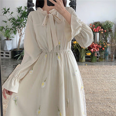 Floral Embroidery Elegant Dress