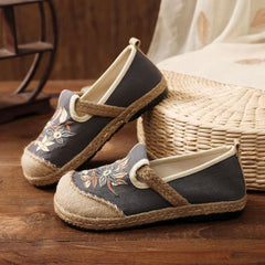 Embroidered Flat Espadrilles