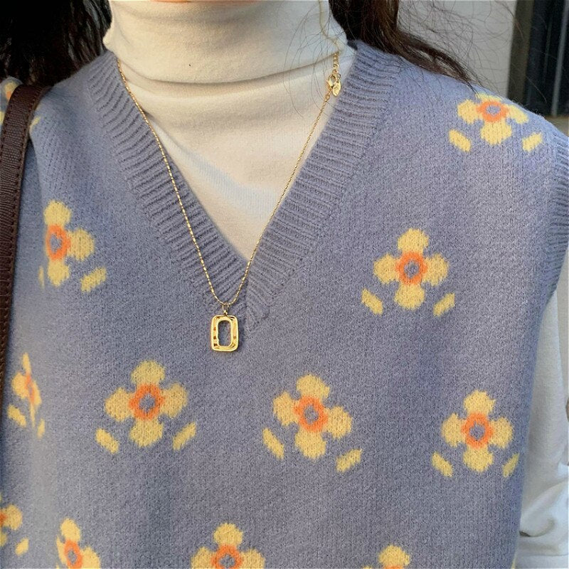 Blue Sleeveless V-neck Sweater