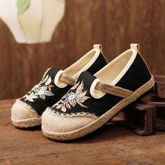 Embroidered Flat Espadrilles