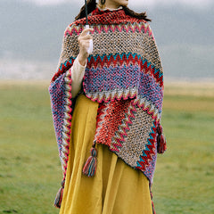 Floral Knitted Vintage Poncho