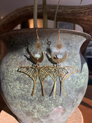 Fairycore Moon Opal Earrings