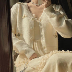 Floral Embroidered Knitted Cardigan