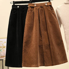 Corduroy A-line Long Skirt