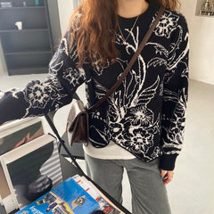 Irregular Retro Fashion Floral Sweater