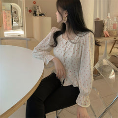 High Waist Floral Slim Blouse