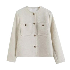 Ivory Woolen Gold Button Over Coat